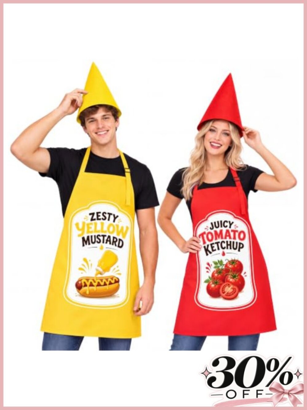 Halloween Couples Costumes Ketchup Mustard Aprons Set Adults